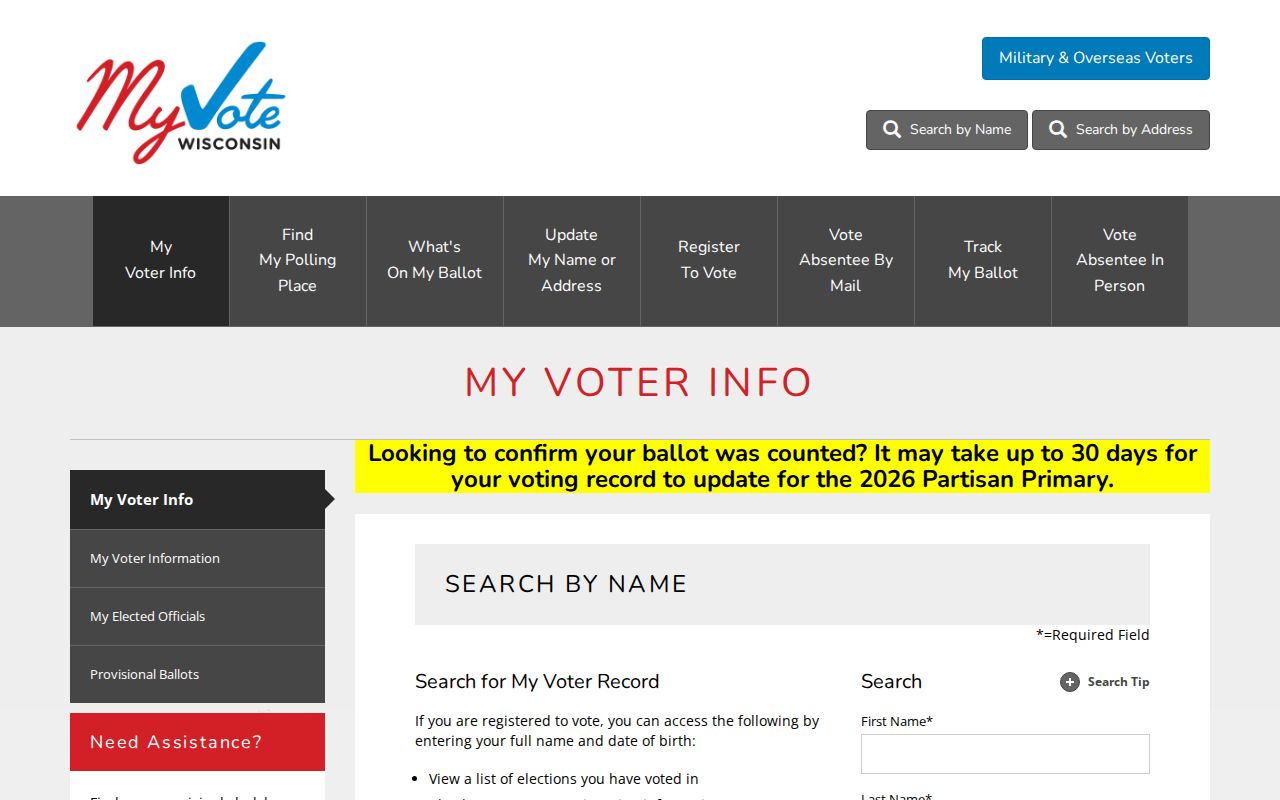 De Pere residents directory Wisconsin MyVote form