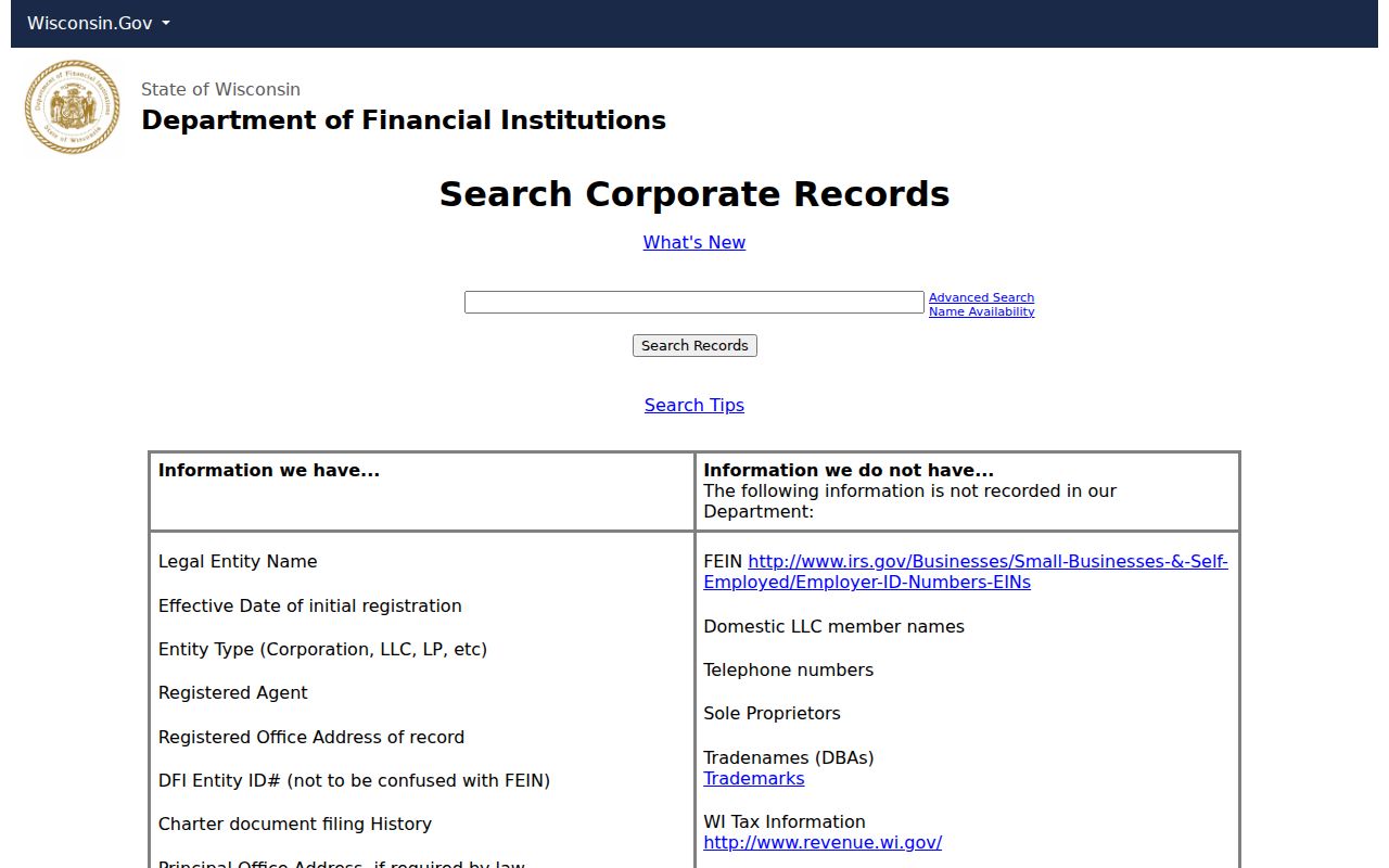 De Pere resident lookup using Wisconsin DFI corporate records